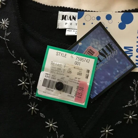 Joan Leslie Petite Millennium 2000 Black Beaded Sweater - Picture 9 of 9